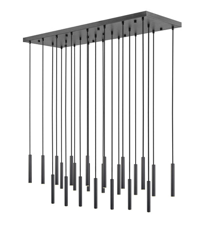 Forest LED 23 Light Linear Chandelier Matte Black