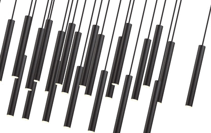 Forest LED 23 Light Linear Chandelier Matte Black