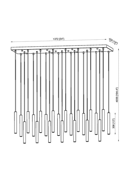 Forest LED 23 Light Linear Chandelier Matte Black
