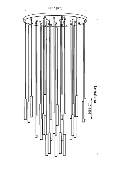 Forest LED 27 Light Chandelier Brushed Nickel