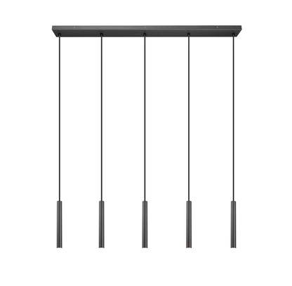 Forest LED 5 Light Linear Chandelier Matte Black