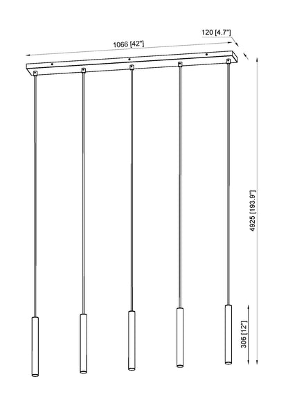 Forest LED 5 Light Linear Chandelier Modern Gold