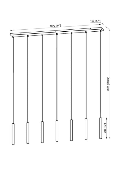 Forest LED 7 Light Linear Chandelier Matte Black