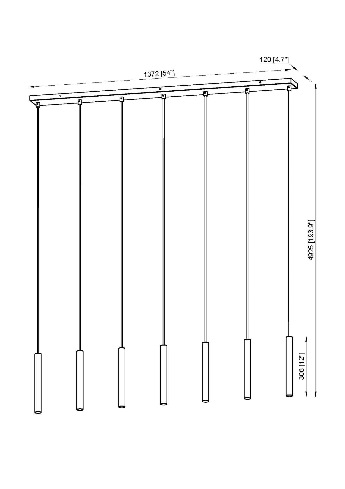 Forest LED 7 Light Linear Chandelier Modern Gold