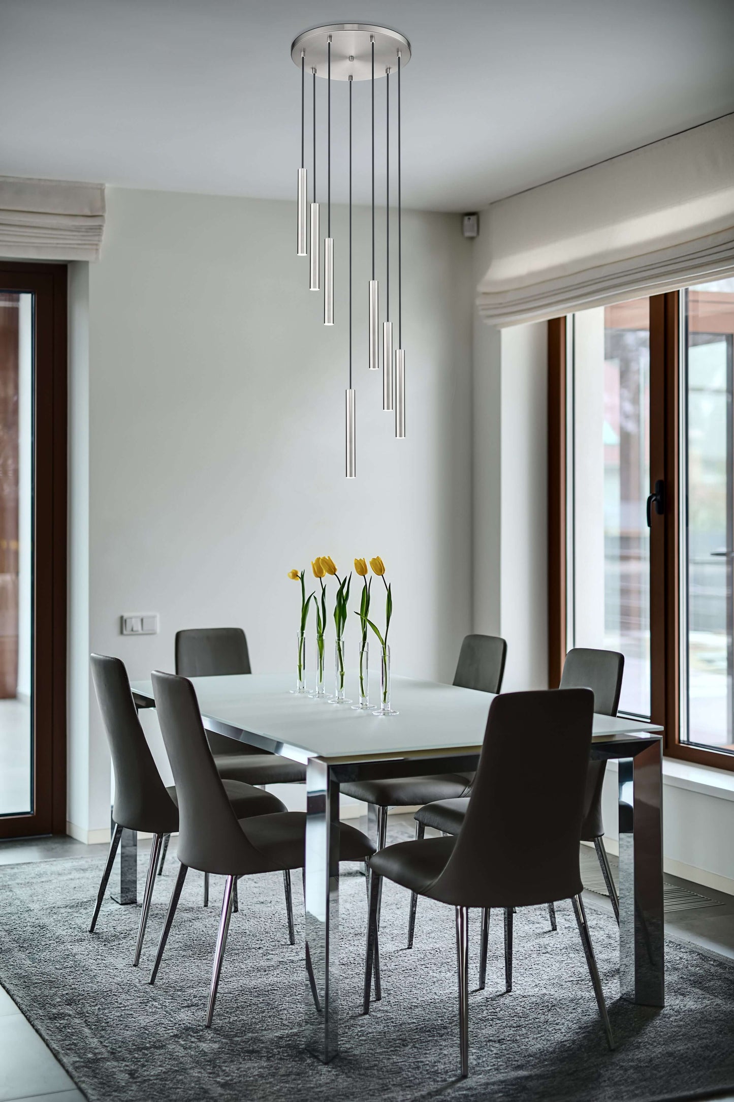 Forest LED 7 Light Chandelier Brushed Nickel