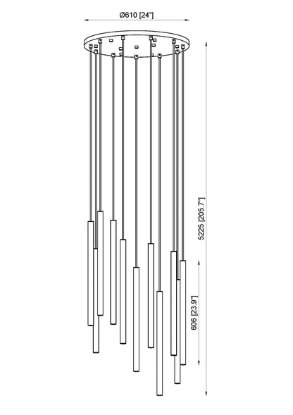 Forest LED 11 Light Chandelier Brushed Nickel