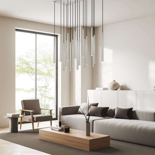 Forest LED 17 Light Linear Chandelier Brushed Nickel
