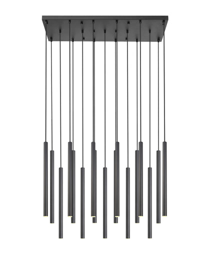 Forest LED 17 Light Linear Chandelier Matte Black