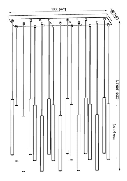Forest LED 17 Light Linear Chandelier Modern Gold