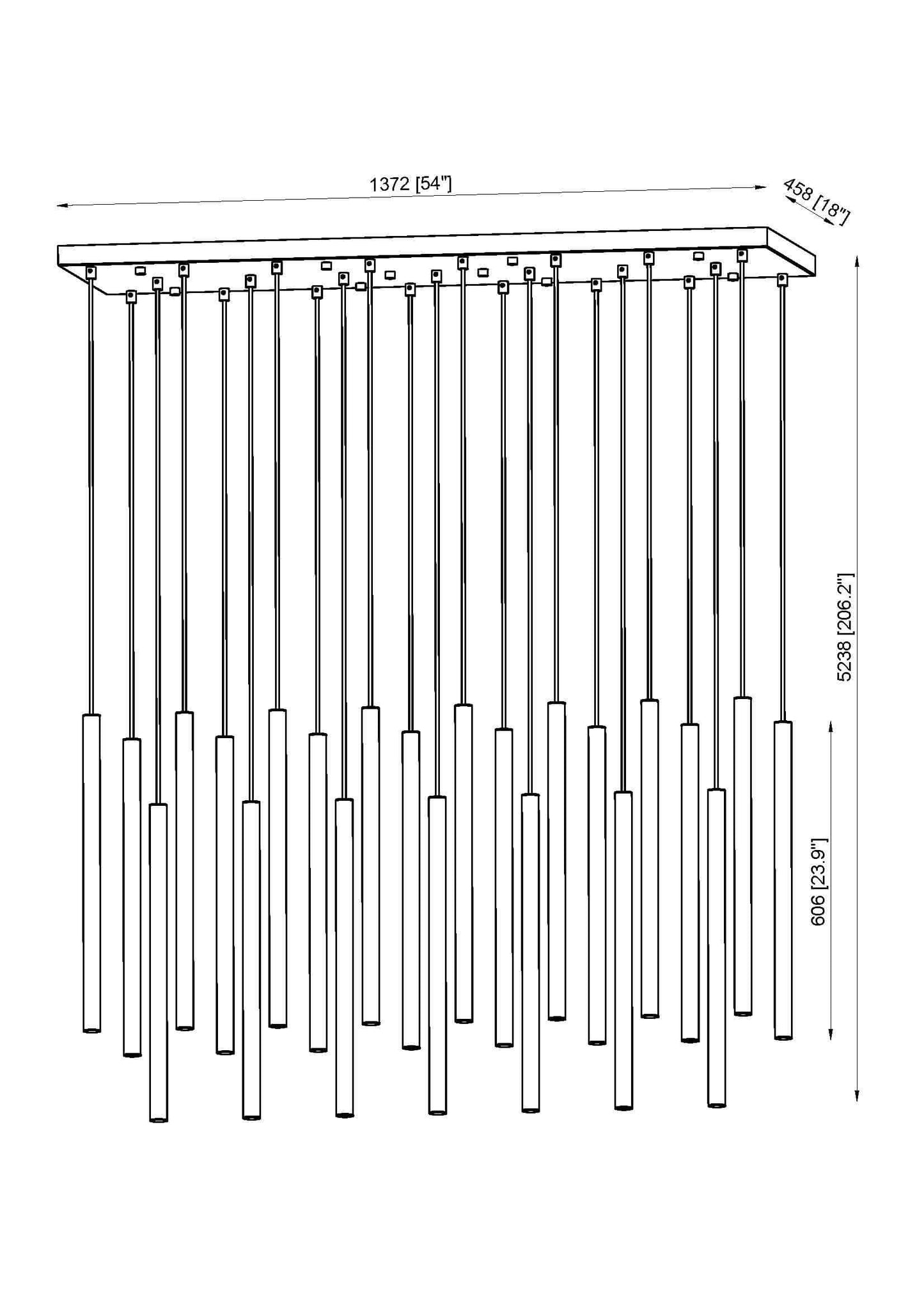 Forest LED 23 Light Linear Chandelier Matte Black
