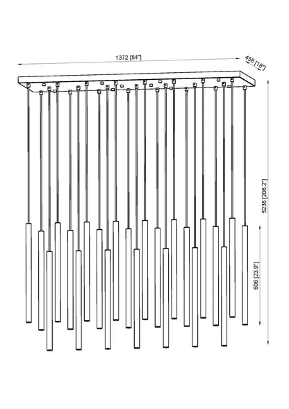 Forest LED 23 Light Linear Chandelier Matte Black