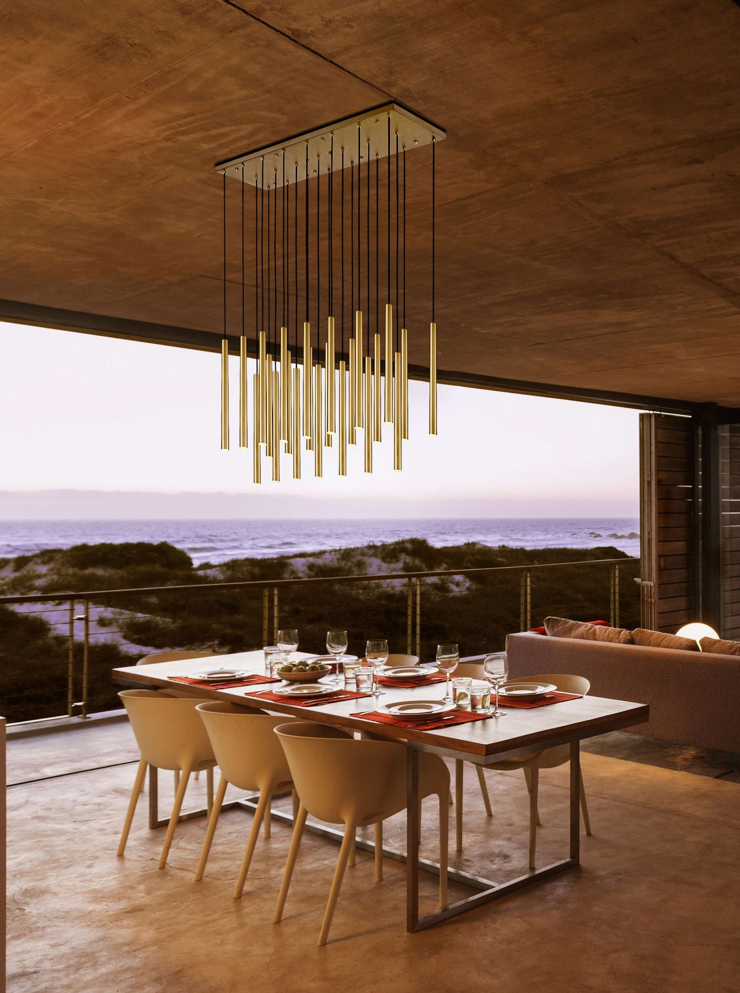 Forest LED 23 Light Linear Chandelier Modern Gold