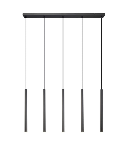 Forest LED 5 Light Linear Chandelier Matte Black