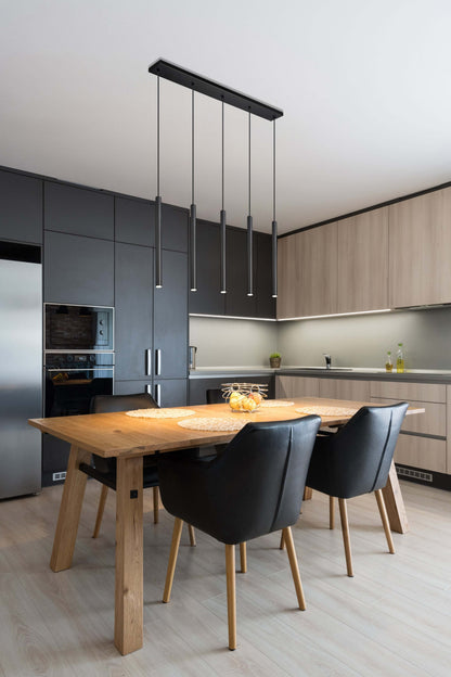 Forest LED 5 Light Linear Chandelier Matte Black