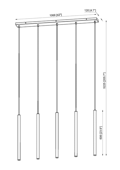 Forest LED 5 Light Linear Chandelier Modern Gold