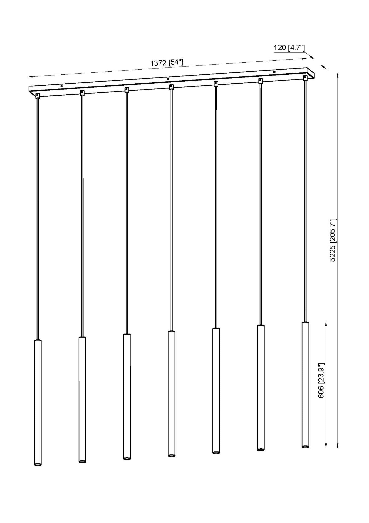 Forest LED 7 Light Linear Chandelier Brushed Nickel