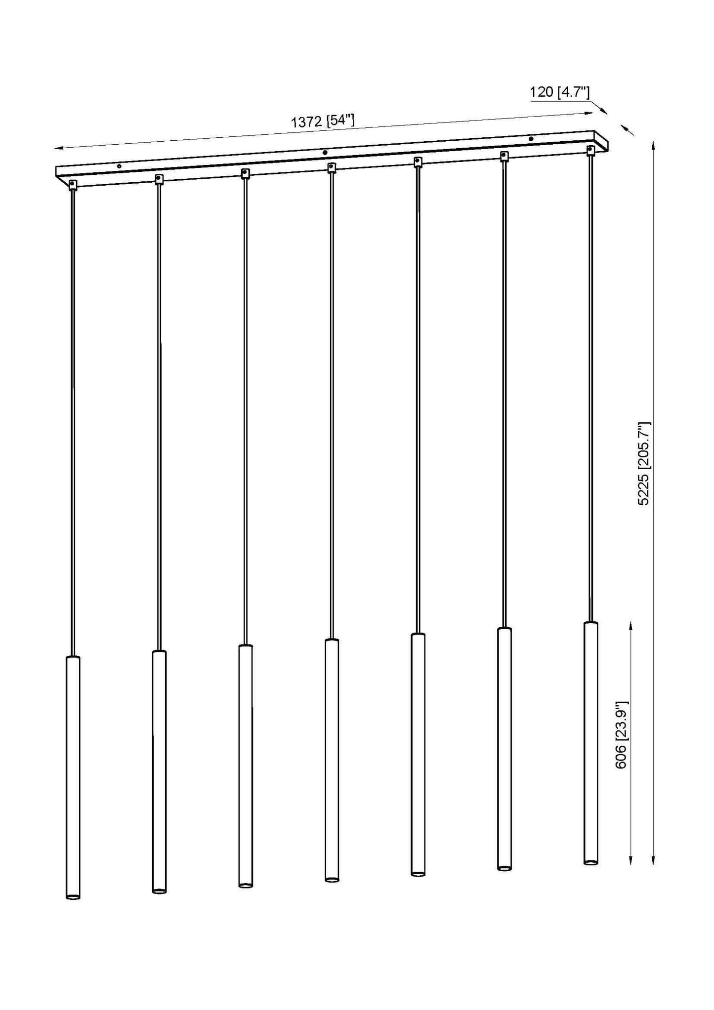 Forest LED 7 Light Linear Chandelier Matte Black