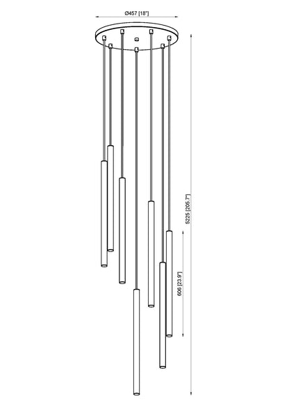 Forest LED 7 Light Chandelier Brushed Nickel