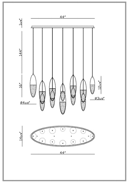 Ecrou 12-Light 44" Linear Chandelier
