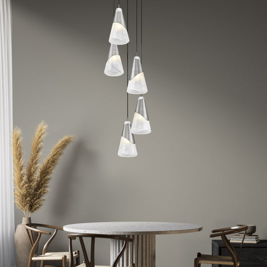 Aimie 5 Light Chandelier Brushed Nickel