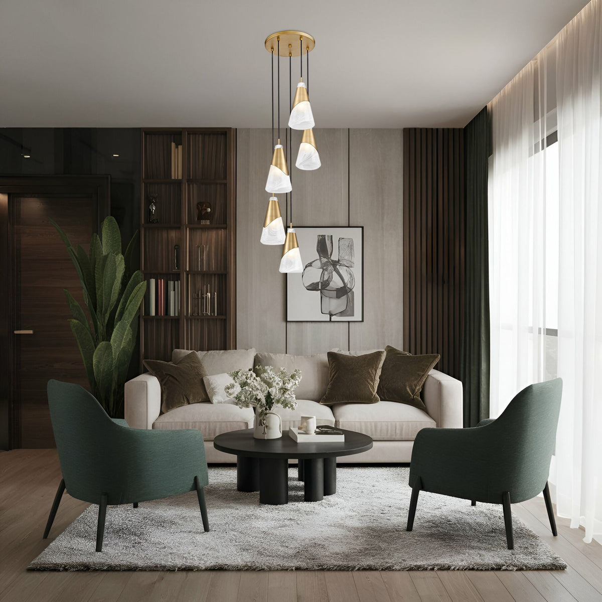 Aimie 5 Light Chandelier Modern Gold