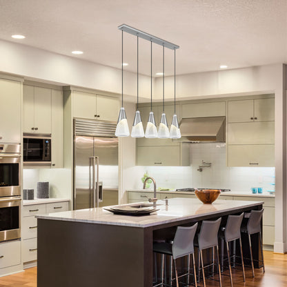 Aimie 5 Light Linear Chandelier Brushed Nickel