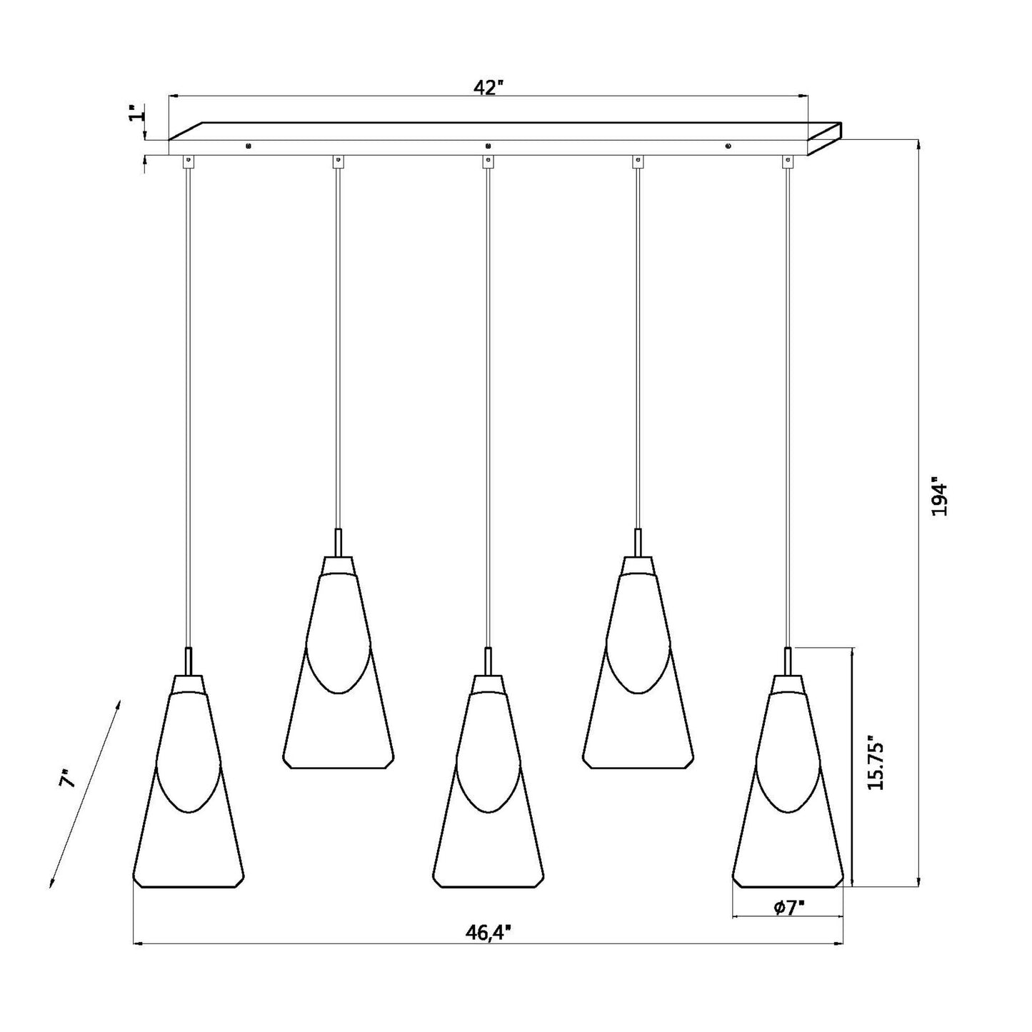 Aimie 5 Light Linear Chandelier Brushed Nickel