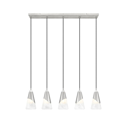Aimie 5 Light Linear Chandelier Brushed Nickel