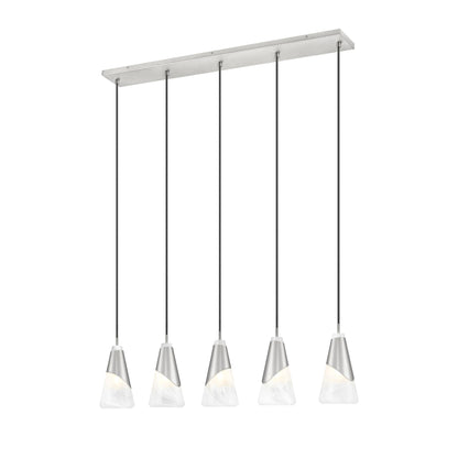 Aimie 5 Light Linear Chandelier Brushed Nickel
