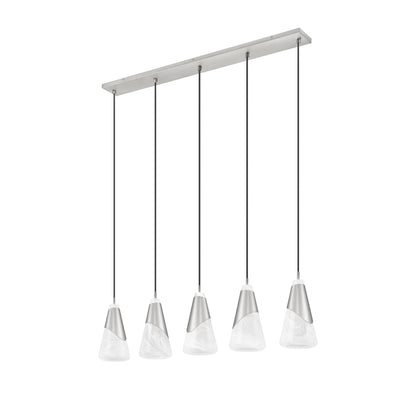 Aimie 5 Light Linear Chandelier Brushed Nickel