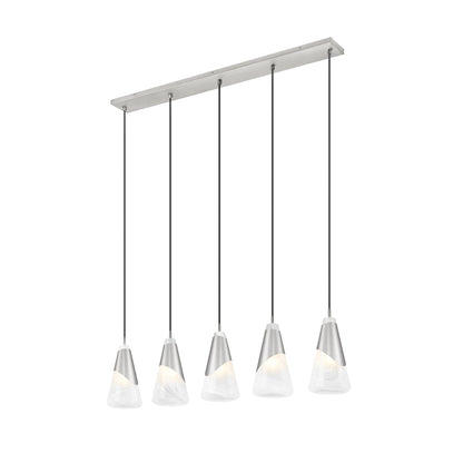 Aimie 5 Light Linear Chandelier Brushed Nickel