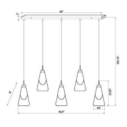 Aimie 5 Light Linear Chandelier Matte Black