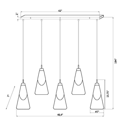 Aimie 5 Light Linear Chandelier Matte Black