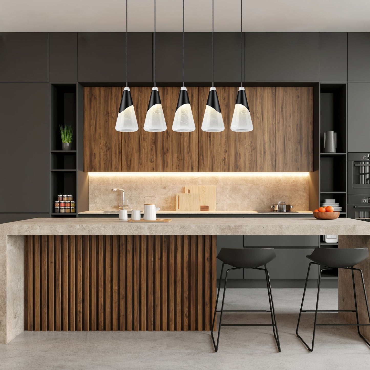 Aimie 5 Light Linear Chandelier Matte Black
