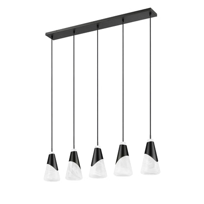 Aimie 5 Light Linear Chandelier Matte Black