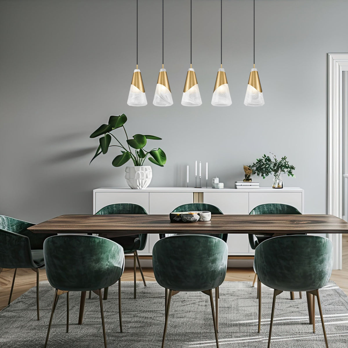 Aimie 5 Light Linear Chandelier Modern Gold