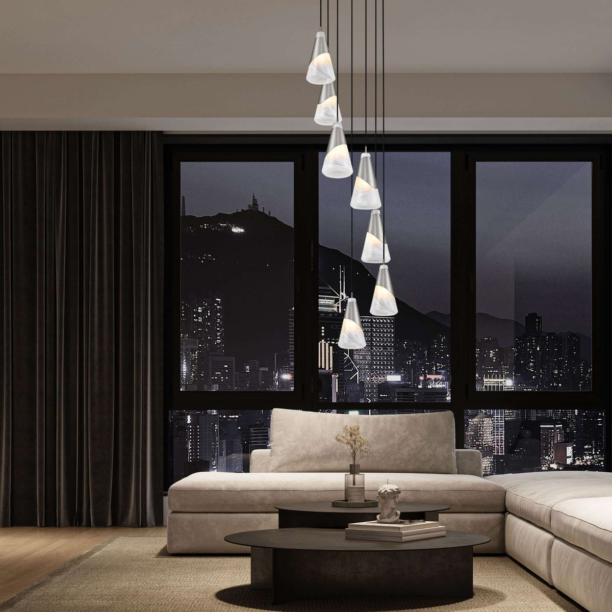 Aimie 7 Light Chandelier Brushed Nickel