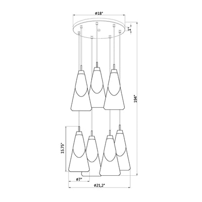 Aimie 7 Light Chandelier Matte Black