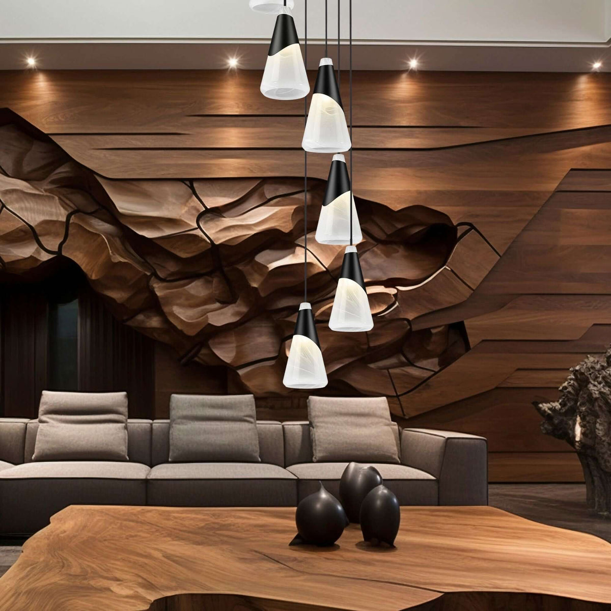 Aimie 7 Light Chandelier Matte Black