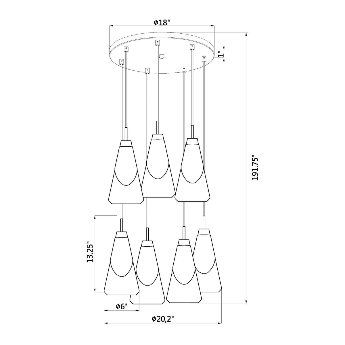 Aimie 7 Light Chandelier Matte Black