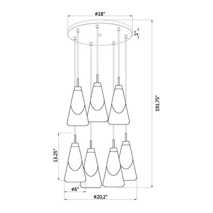 Aimie 7 Light Chandelier Matte Black