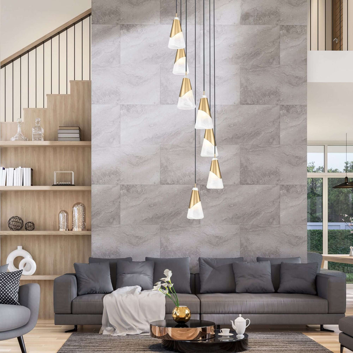 Aimie 7 Light Chandelier Modern Gold