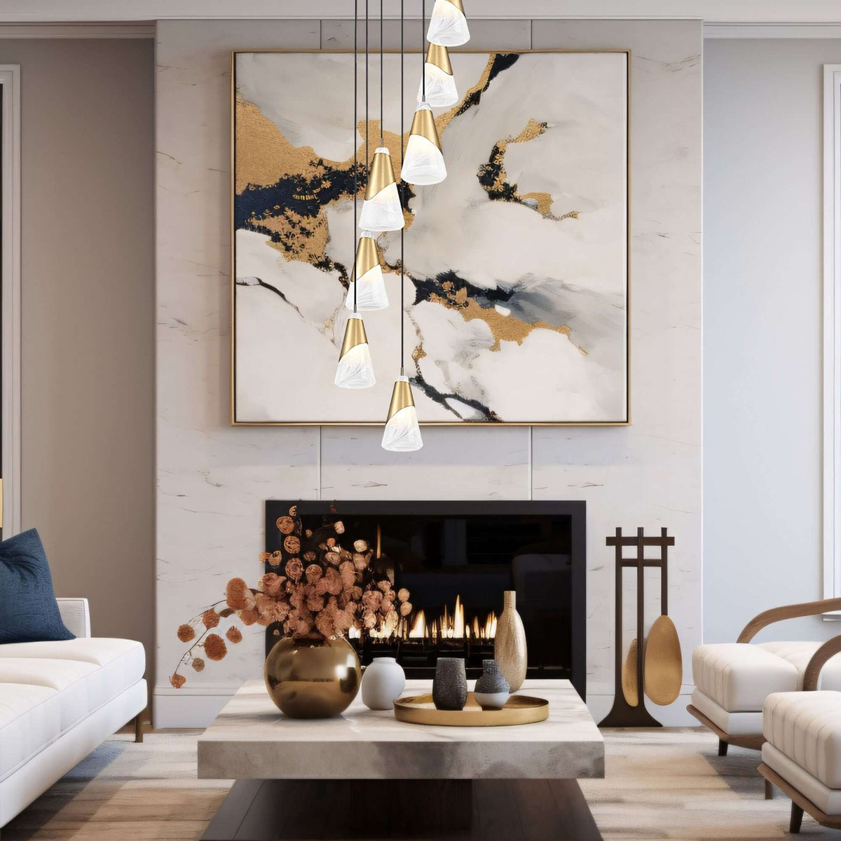 Aimie 7 Light Chandelier Modern Gold