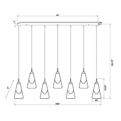 Aimie 7 Light Linear Chandelier Brushed Nickel