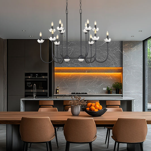 Allistair 12 Light Linear Chandelier Matte Black