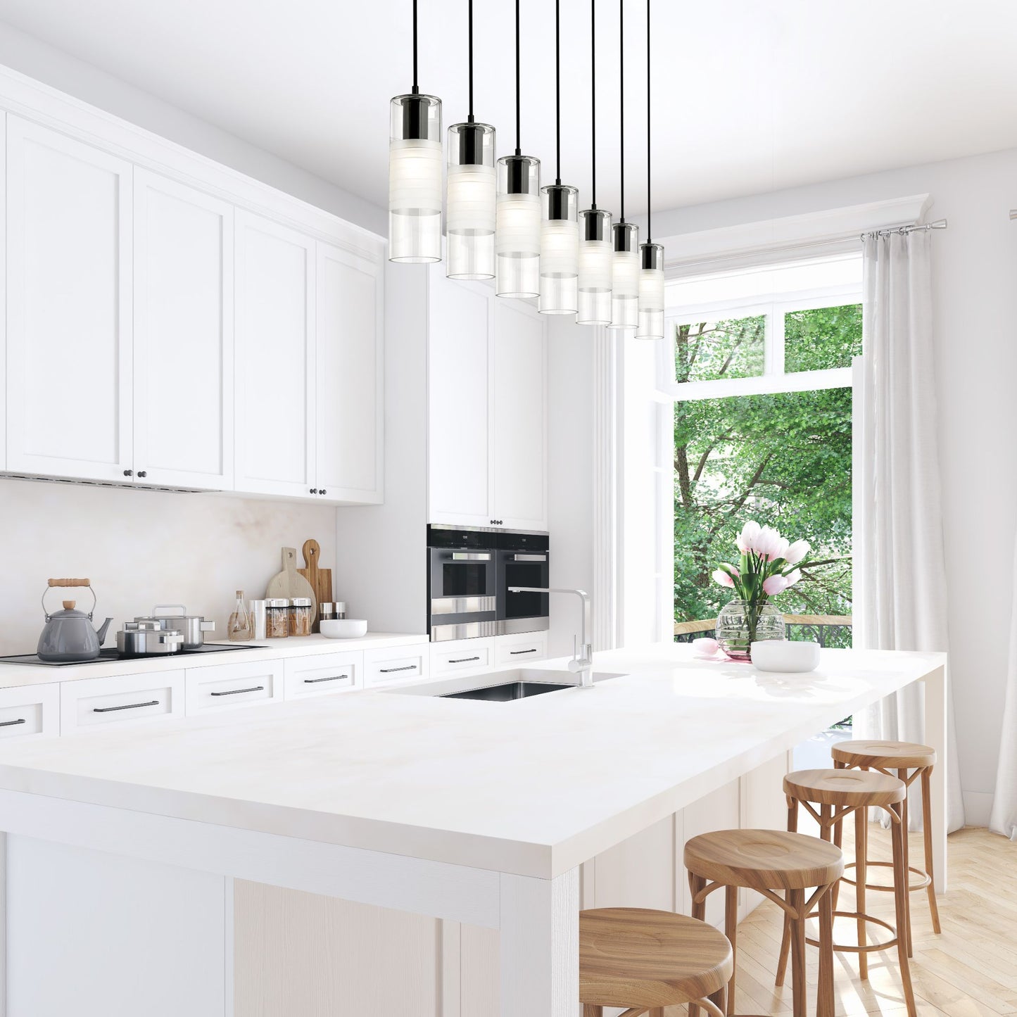 Alton 7 Light Linear Chandelier Matte Black