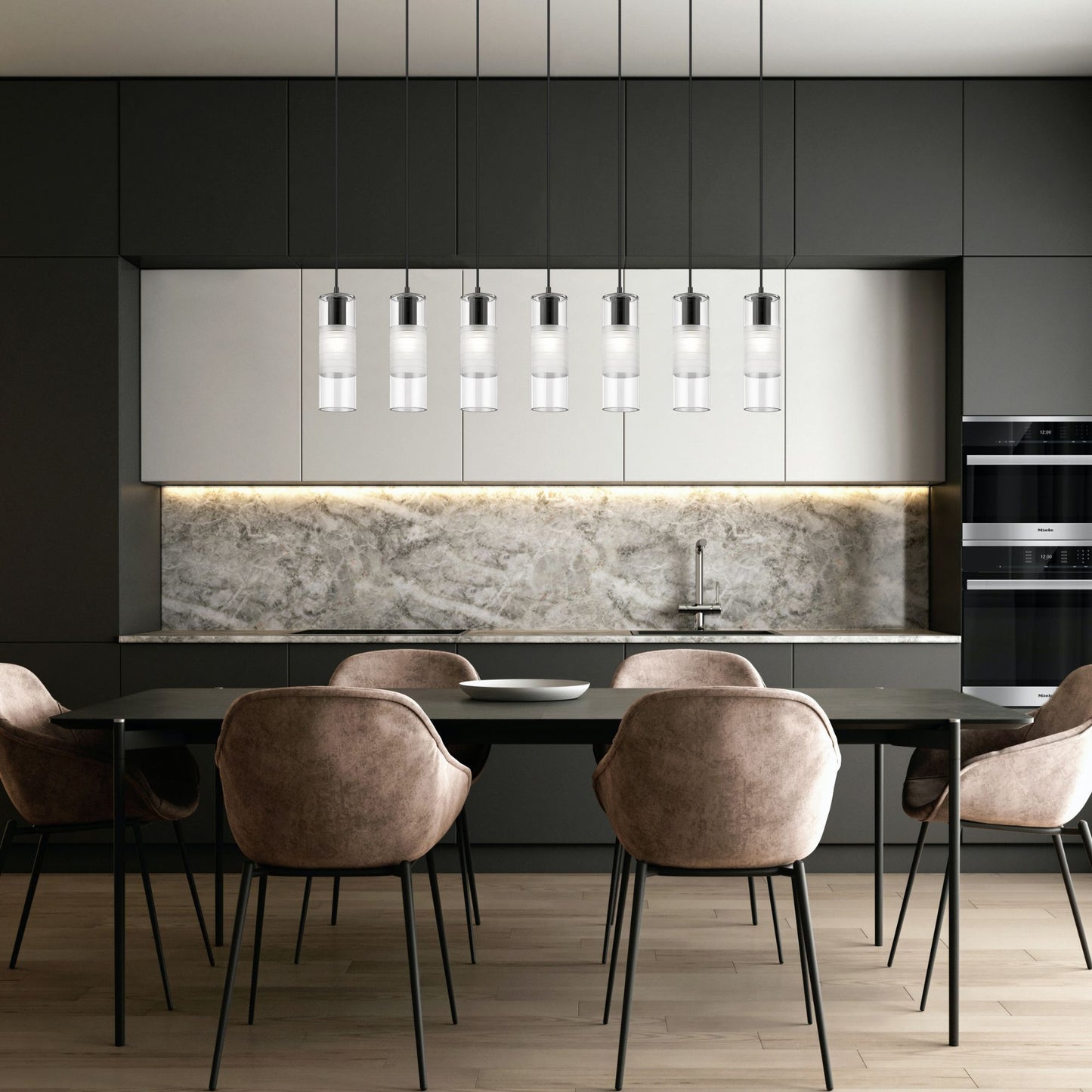 Alton 7 Light Linear Chandelier Matte Black