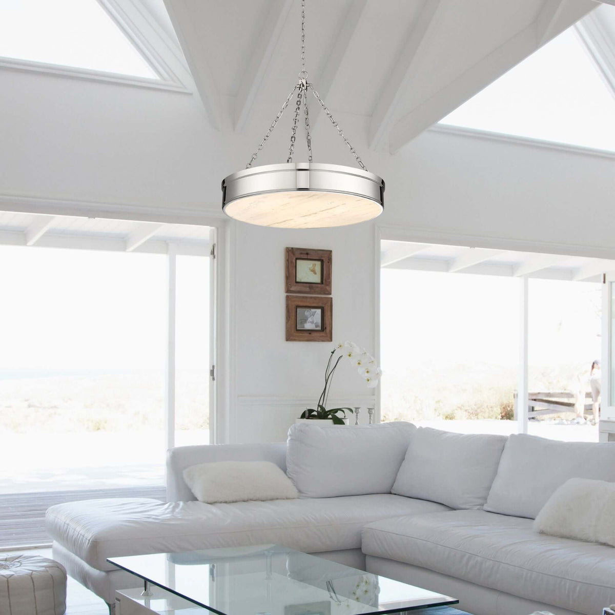 Anders LED 3 Light Chandelier Polished Nickel