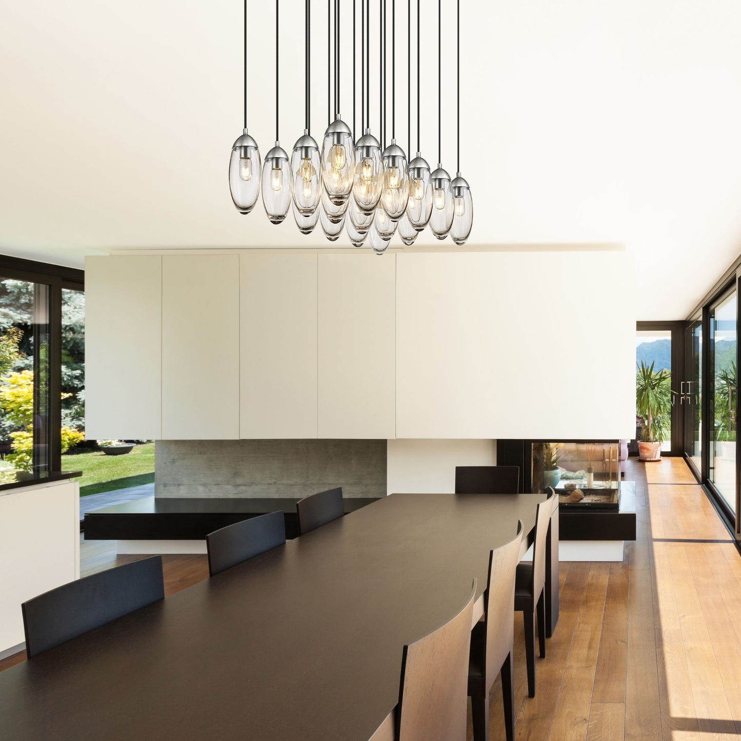 Arden 17 Light Linear Chandelier Brushed Nickel