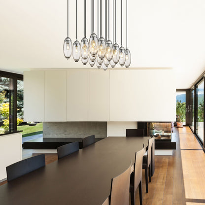 Arden 17 Light Linear Chandelier Brushed Nickel